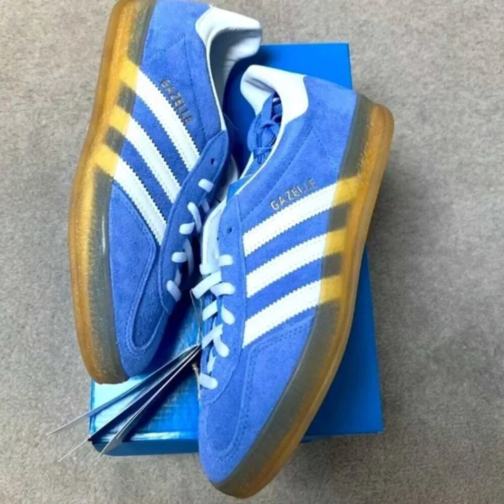 Adidas Women's Gazelle Indoor Sneakers Original Shoes Blue Fusion Gum HQ8717 - Picture 12 of 16